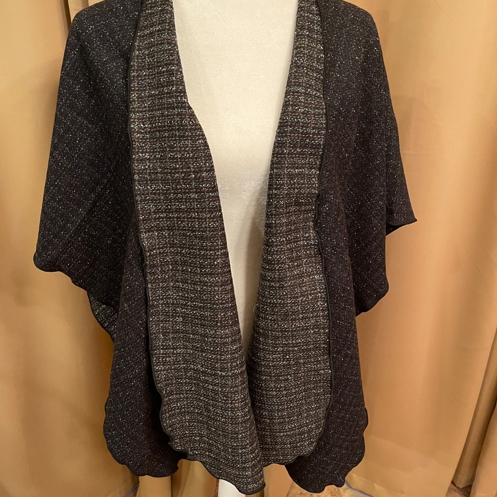 Handmade Tweed Reversible Knit Cape, Shawl, Wrap with matching scarf.